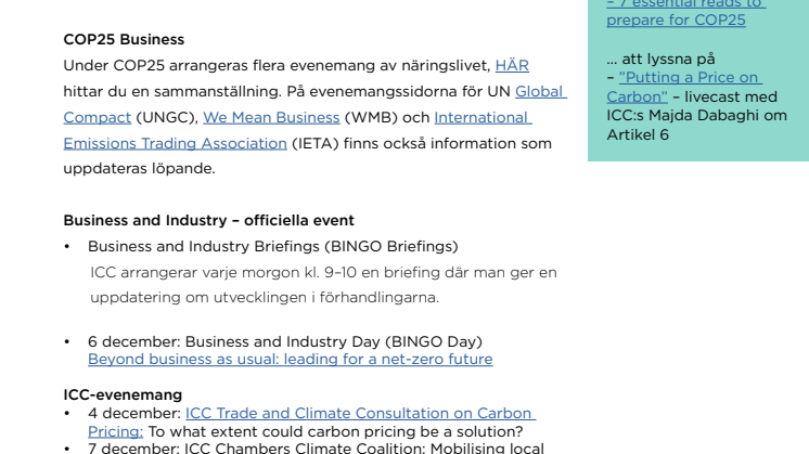 ICC: Näringslivsengagemang under COP25