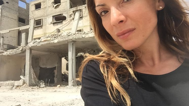 Alexandra Pascalidou besökte Kvinna till Kvinnas samarbetsorganisationer i Gaza 2015