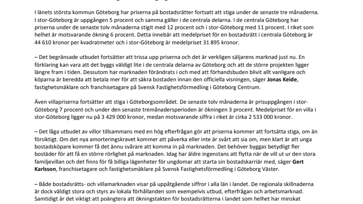 Fortsatt het bostadsmarknad i Göteborg