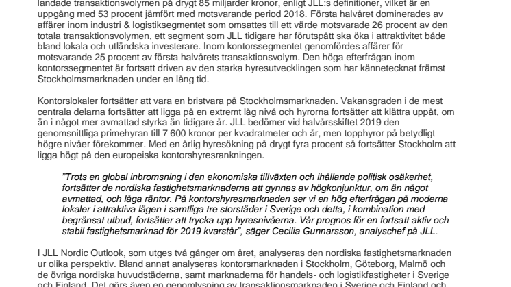 En fortsatt stark fastighetsmarknad