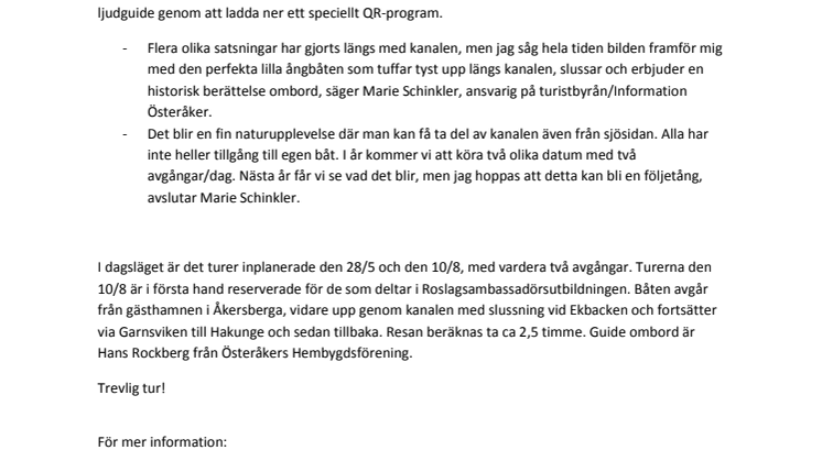 Efterlängtad båttur blir verklighet på Åkers kanal i sommar