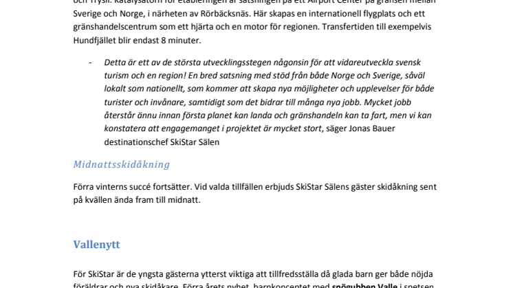 SkiStar Sälen: Nyheter & Event 2014/2015