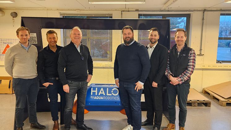 From left: Kristoffer Repstad (Skeie), Kjetil Njærheim (Aqua Robotics), Knut Molaug (Aqua Robotics), Håkon Berg (Skeie), Øystein Eriksen (Nysnø) og John Egil Johannessen  (Nysnø)