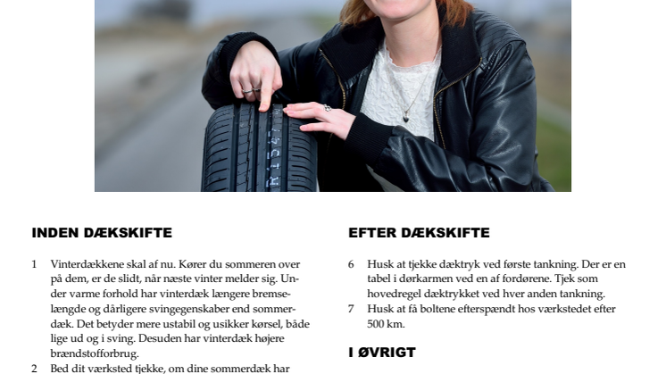 På Dækimportørforeningens hjemmeside kan bilisterne hente 10 gode råd om sommerdæk