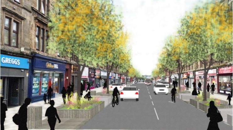 Examples of possible street improvements in Possilpark town centre. Image: Glasgow City Council.