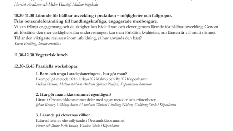 Program för slutkonferens Öresundsklassrummet