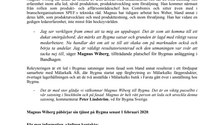 Bygma rekryterar ny platschef till Stockholmsanläggning