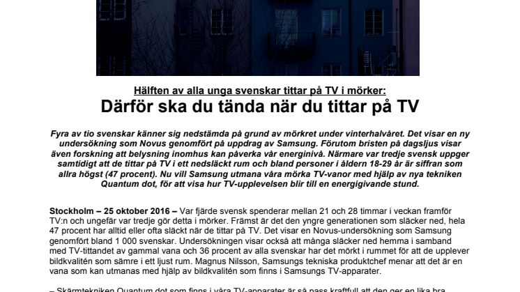 Hälften av alla unga svenskar tittar på TV i mörker: Därför ska du tända när du tittar på TV