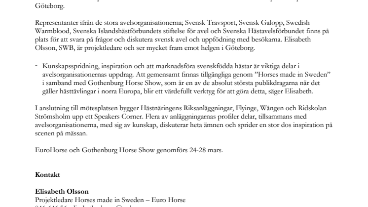 ​Svenskfödda hästar sätts i fokus på Euro Horse