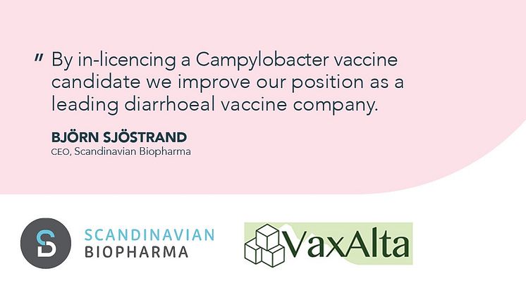 Scandinavian Biopharma stärker sin vaccinportfölj inom diarrésjukdomar genom att inlicensiera en Campylobacter-vaccinteknologi från det kanadensiska företaget VaxAlta Inc.