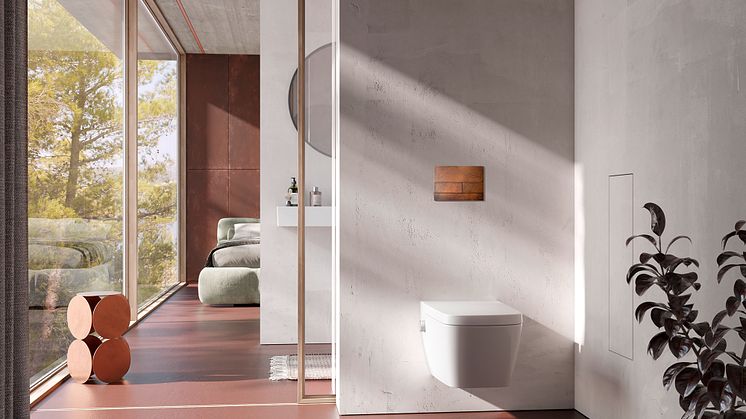 TECEsquare i industriell design, där varje spolknapp är unik. Foto: TECE
