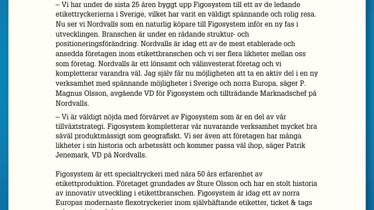Figosystem går samman med Nordvalls