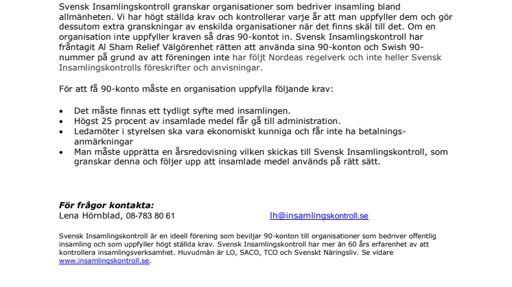 Al Sham Relief Välgörenhet förlorar sitt 90-konto