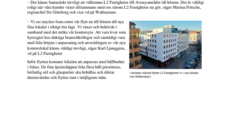L2 Fastigheter växlar upp hos Wallenstam 