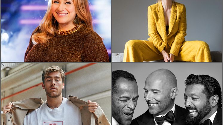 Sarah Dawn Finer (foto:Janne Danielsson/SVT/Så ska det låta) , Miss Li (foto: Sonny Gustafsson), Benjamin Ingrosso (foto: Sandra Thorsson), The High Society; Karl Dyall, Joachim Bergström, Rennie Mirro (foto: Mattias Edwall)