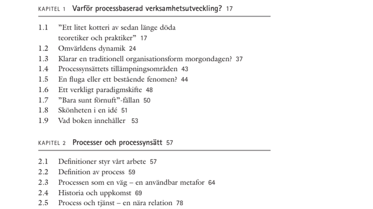 PBV - innehållsförteckning