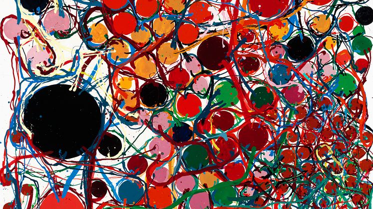 Atsuko Tanaka- Uden titel, 1966. Signeret. Lakfarve på lærred. 130 x 97 cm. Vurdering 4-6 mio.kr.tif