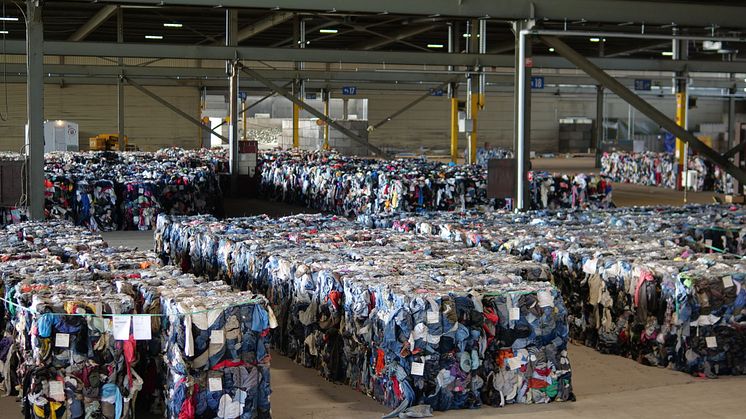 Insamlad textil på Siptex-anläggningen i Malmö