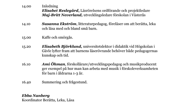 Idé- och inspirationskonferens 2 april 2014 Västerås