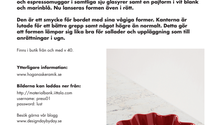 Höganäs Keramiks pajform lanseras i rött inför julens alla bakstunder