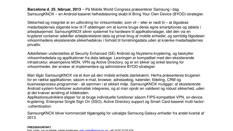 SamsungKNOX sikrer virksomhedens og medarbejdernes data