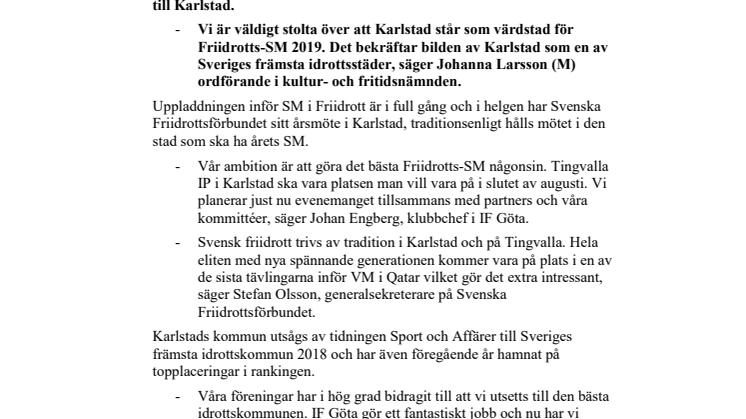 Karlstad värmer upp inför Friidrotts-SM 2019
