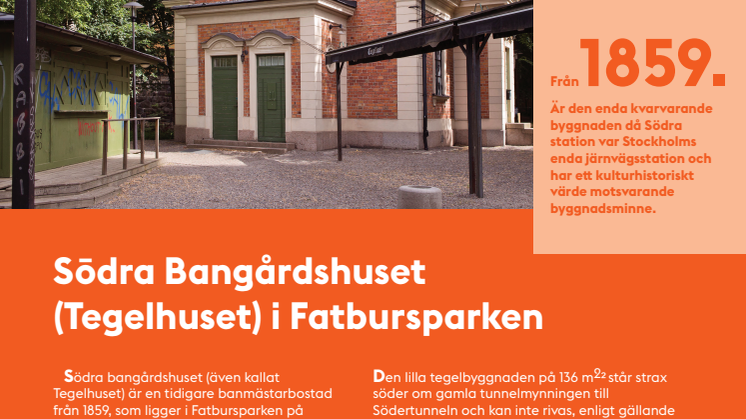 FLYER: Södra Bangårdshuset (Tegelhuset) i Fatbursparken