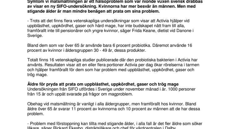 Problem med matsmältningen en ”folksjukdom” få äldre vill prata om