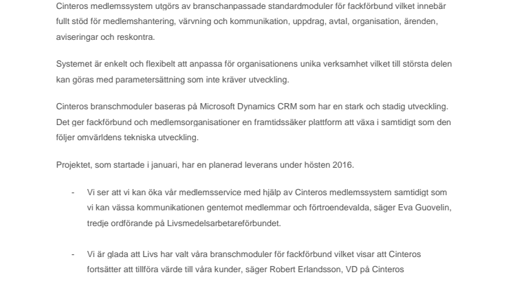 Cinteros levererar framtidssäker medlemshantering till Livs