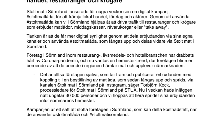 #stoltmatlåda – kampanj för att sprida  och stötta lokal handel, restauranger och krögare 