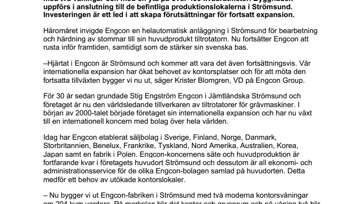 Engcon miljoninvesterar i Strömsund – stärker sin svenska bas med kontorsutbyggnad