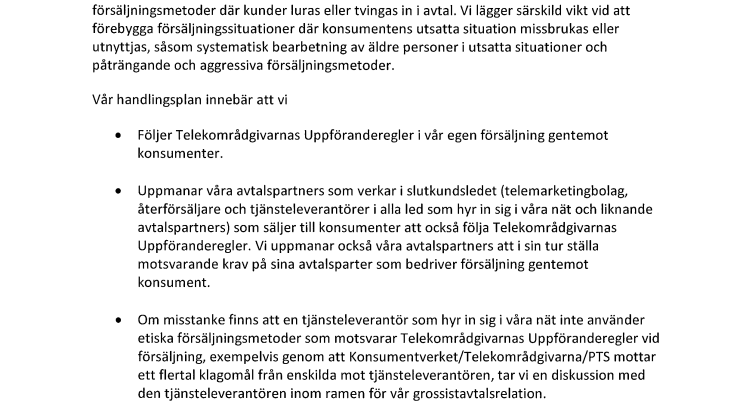 Utvidgningen av handlingsplanen mot oseriös försäljning