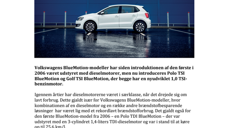 Volkswagen BlueMotion - nu med benzinmotor
