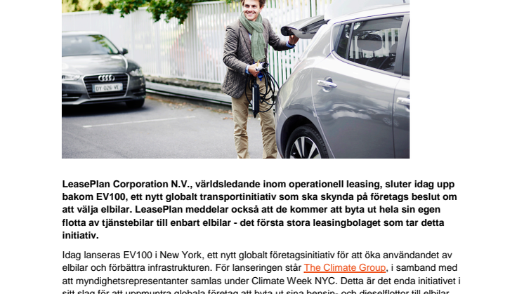 LeasePlan vill påskynda företagens beslut om elbilar