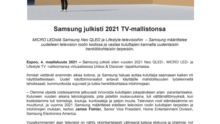 Samsung julkisti 2021 TV-mallistonsa