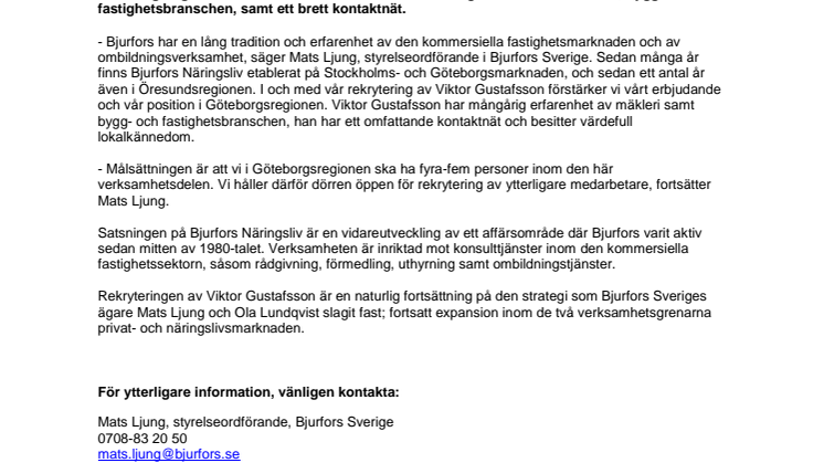 Bjurfors Näringsliv förstärker i Göteborgsregionen