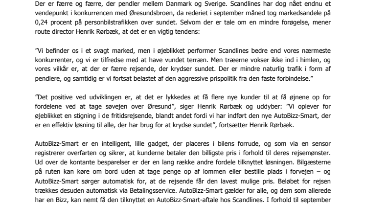 Scandlines Helsingør-Helsingborg tager igen markedsandele