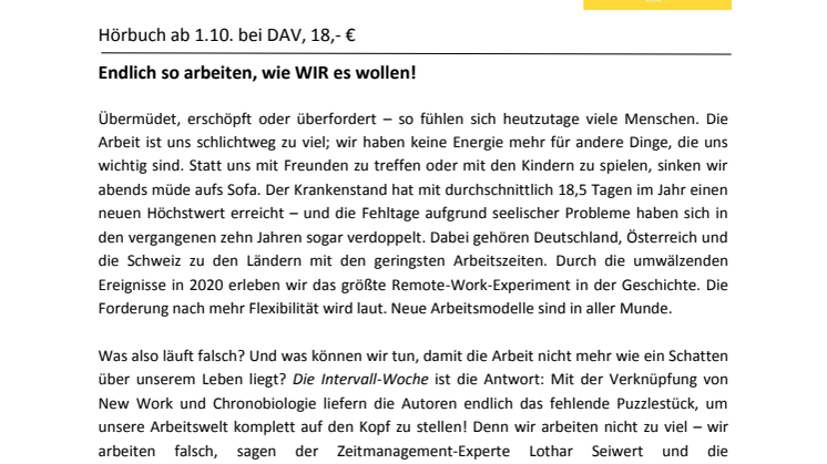 Presseinformation Intervall-Woche