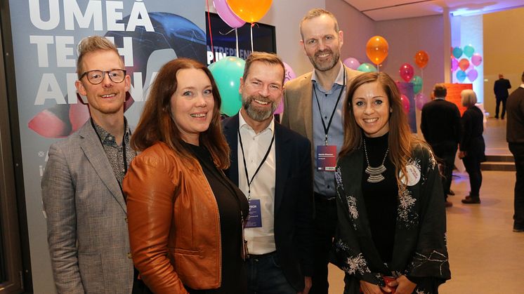 Johan Granström, ABB, Stina Lantz, Ignite Sweden, Niklas Åström, Ålö, Martin Olausson, Synerleap är nöjda efter en eftermiddag med 80 korta möten med heta startups. Här också Maria Olofsson, Uminova Innovation.