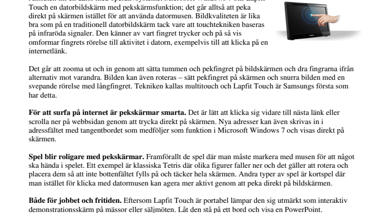 Samsung lanserar fingerfärdig datorbildskärm