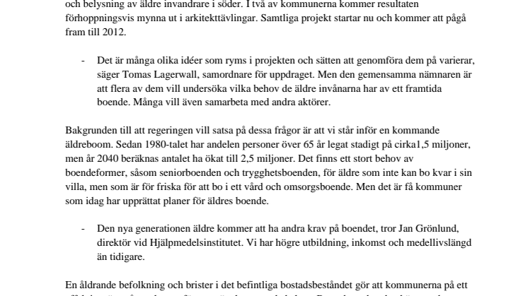 Kommuner får sju miljoner i stöd för äldres boende
