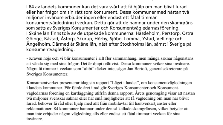 Tolv kommuner i Skåne län under skamgränsen