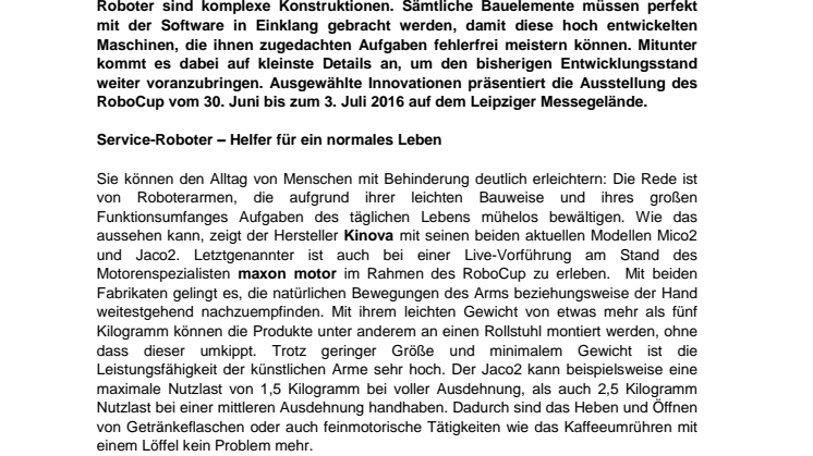 Pressemitteilung RoboCup 2016