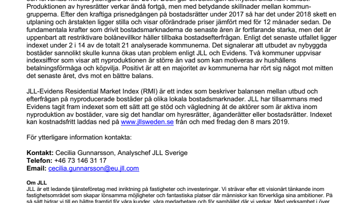 Bostadsmarknaden 2019 relativt stabil
