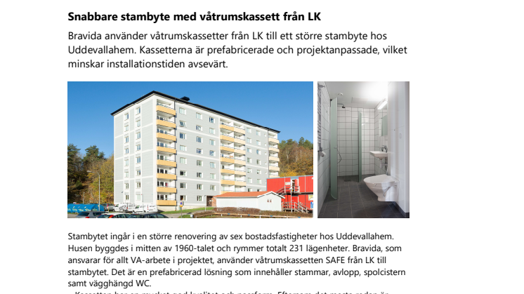 Snabbare stambyte med våtrumskassett från LK