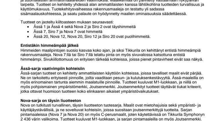 Tikkurila uudisti rakennusmaalinsa yhteistyössä ammattimaalareiden kanssa