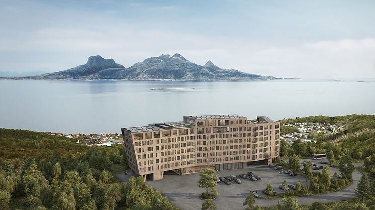 TRER INN I STRAWBERRY: Wood Hotel på Rønvikfjellet i Bodø.