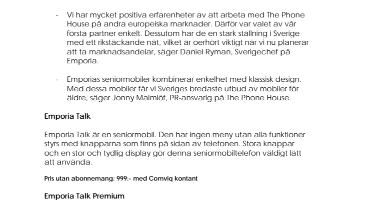Nu finns Emporias smarta seniortelefoner exklusivt för The Phone House