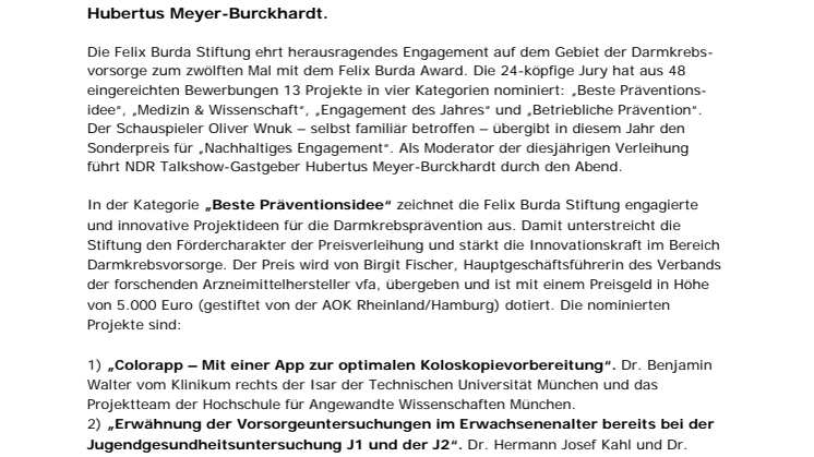 Paul Breitner überreicht Felix Burda Award für Betriebliche Prävention