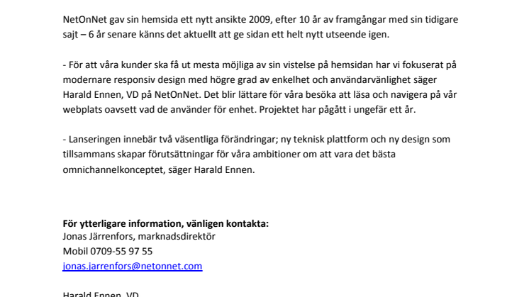 NetOnNets hemsida får ett nytt ansikte